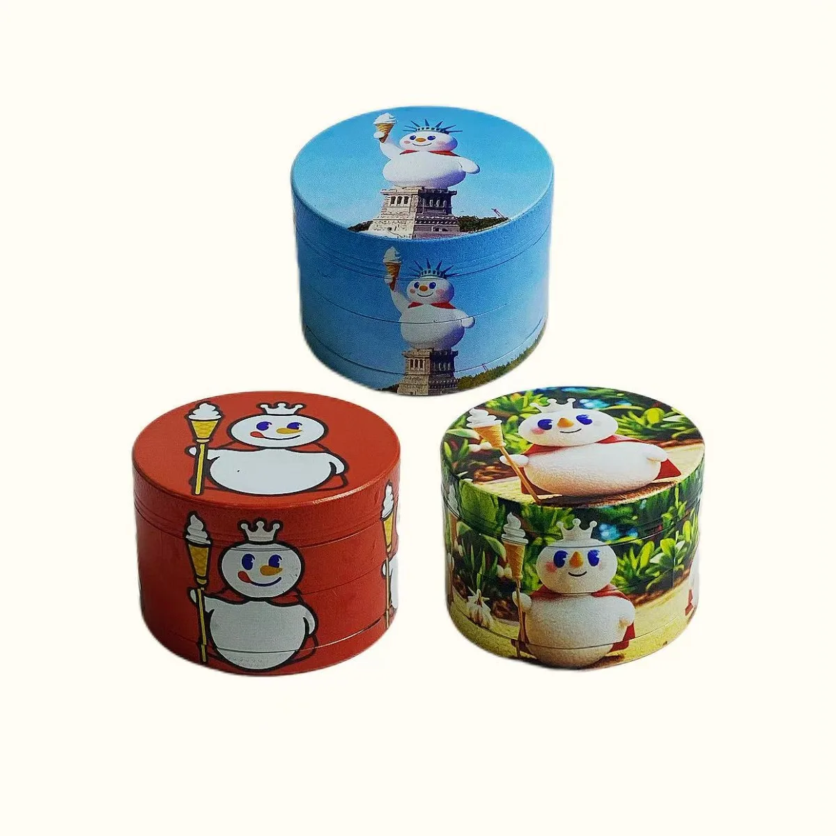 

2 Inch 5cm Snowman Cartoon Zinc Alloy Herb Grinder Pollen Catcher Cleaning Brush Magnetic Closure Manual Smoking Tool Gift