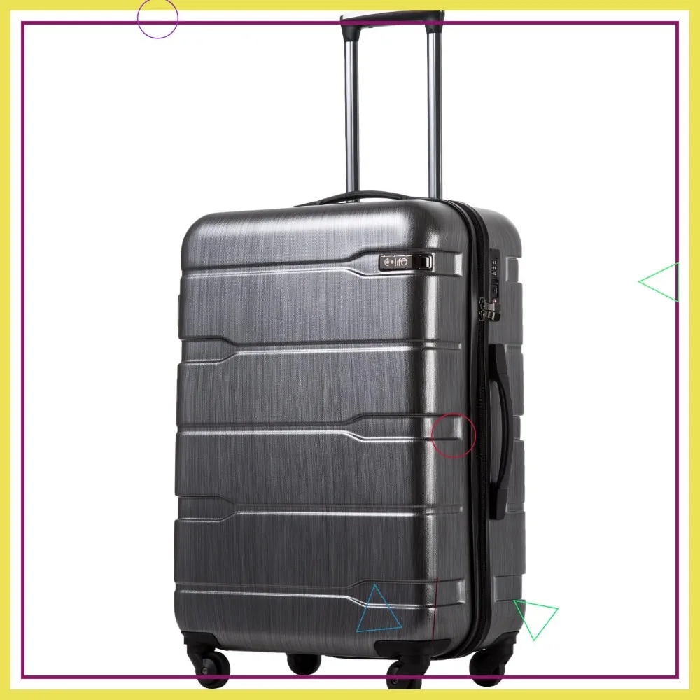 

Чемодан среднего размера с жестким корпусом из ПК+АБС, с замком TSA, легкий, на колесиках-спиннерах (угольный цвет, 24 дюйма)