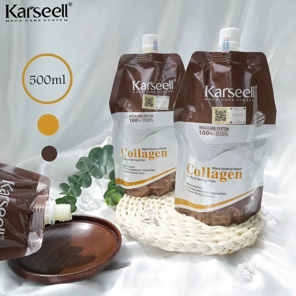 Masker Rambut Kolagen Karseell Maca Power Original 500ml, Menutrisi & Memperbaiki Rambut Kering & Rusak