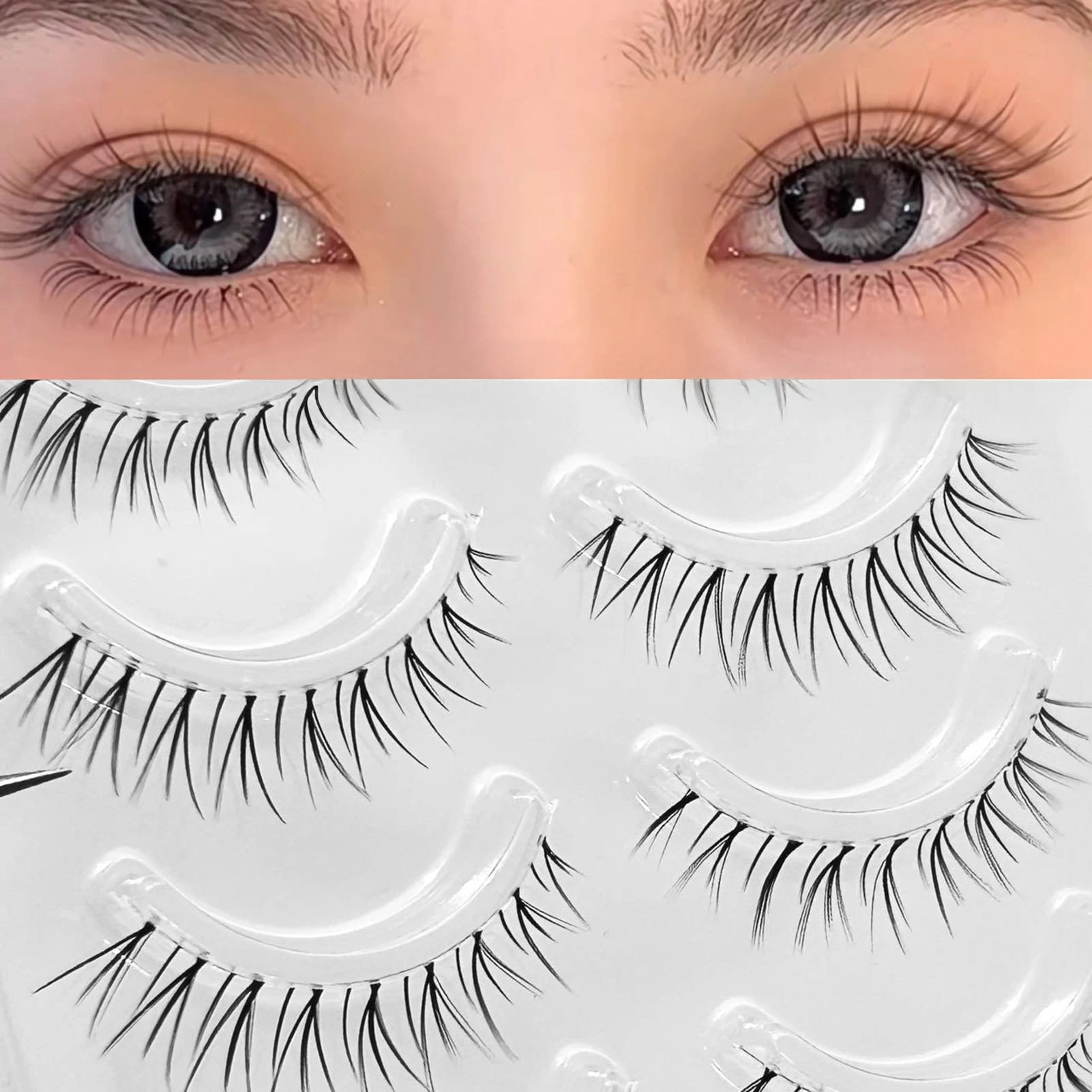 ขนตาปลอมแบบธรรมชาติ นุ่ม เบา รูปทรงตัววี ก้านใส สำหรับคอสเพลย์ ขนตาปลอมแบบเส้นหนา