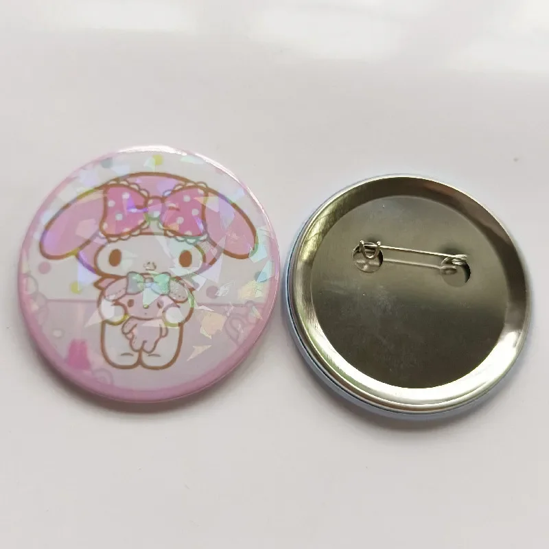 Sanrio  Mymelody Cinnamoroll Cartoon Metal Badge Tinplate Material My Melody Cute Girls Kawaii Brooch Kids Toys Birthday Gifts