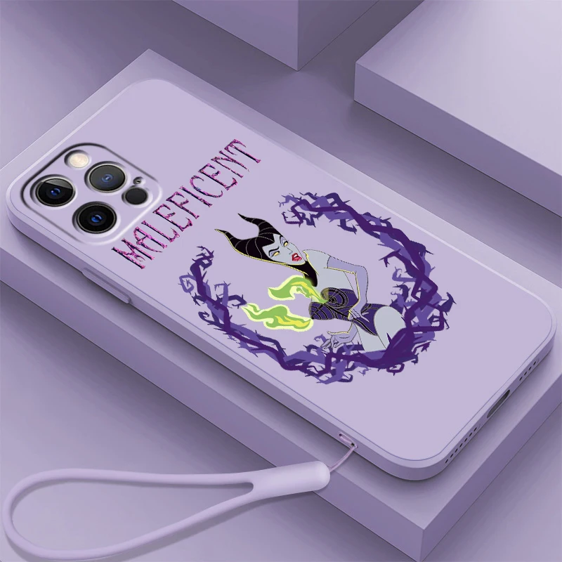 Disney Maleficent Art Liquid Rope For Apple iPhone 15 14 13 12 11 XS XR X 8 7 SE Pro Max Plus Mini TPU Phone Case