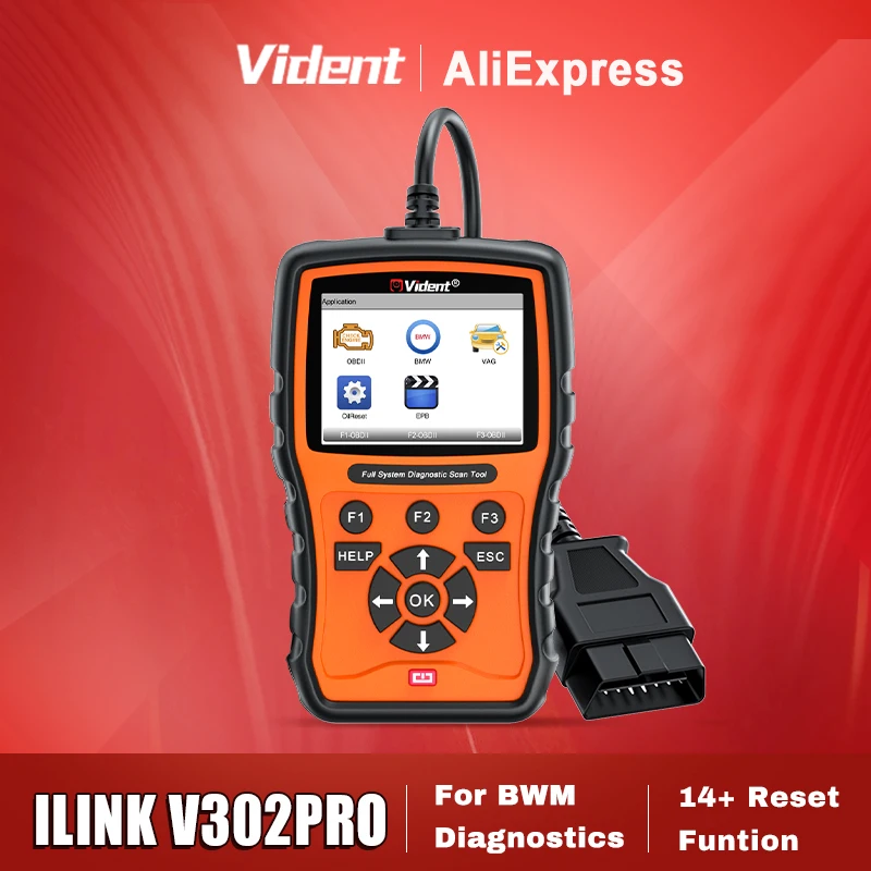 

Vident V302Pro OBD2 Code Reader Bi-Directional Scanner for BMW All System Diagnosis with 12+OBDII&14+Resets Service for MINI RR