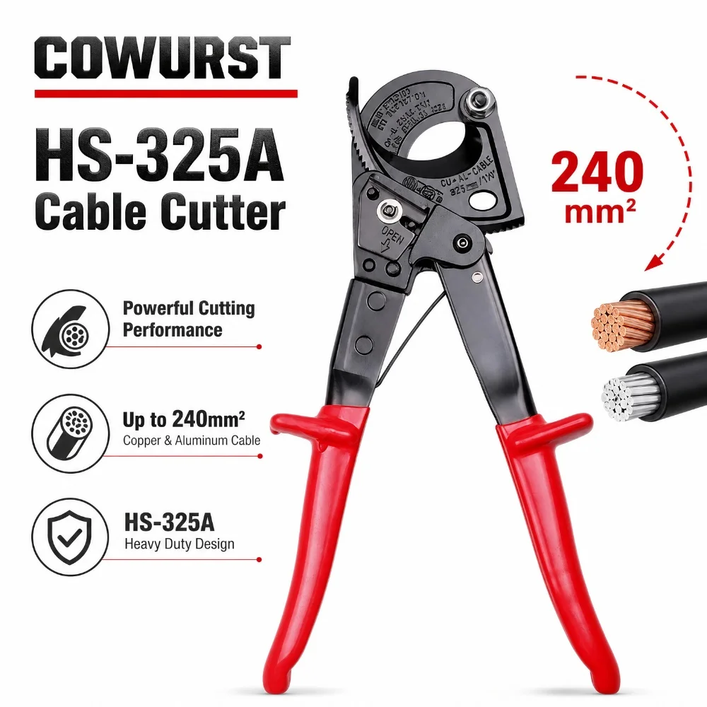 Ratchet Cable Cutter Pliers Optional 240mm²/400mm² Copper Aluminum Armoured Wire Cutting Electrician Hand Tool