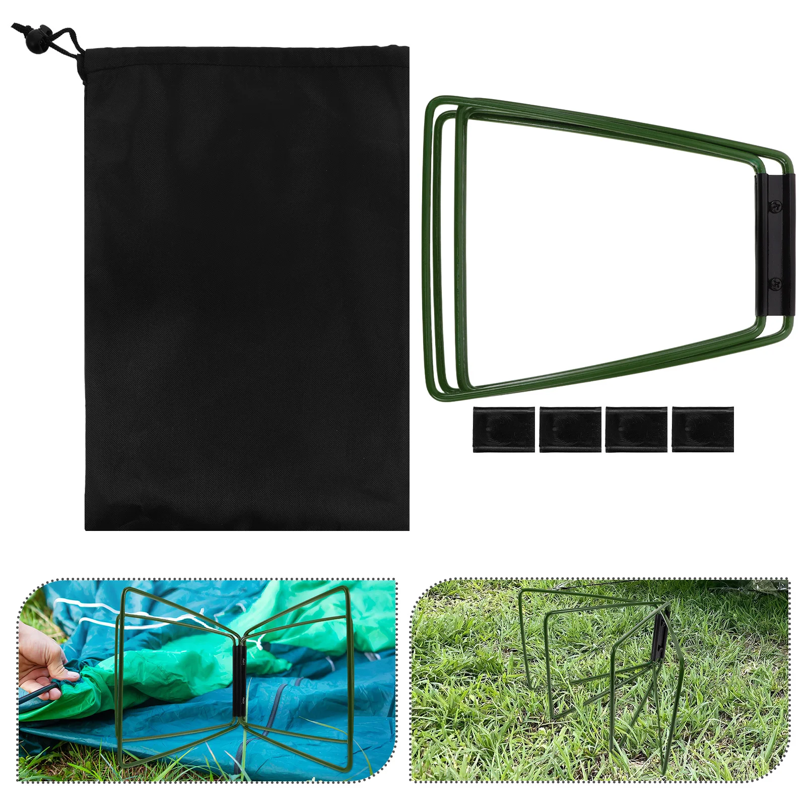 

Foldable Camping Cooler Rack Portable Outdoor Picnic Stand Stainless Steel Olive Green Equipment