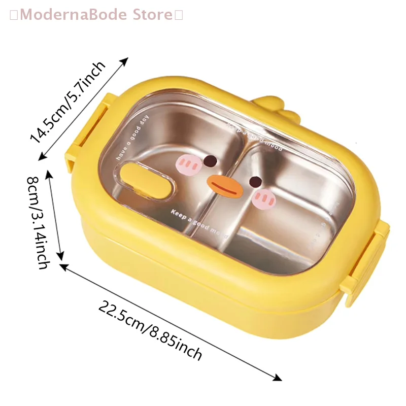 Stainless Steel Lunch Box Kids School Kawaii Bento Box Portable Sealed Food Storage Container For Primary Student/Office Worker