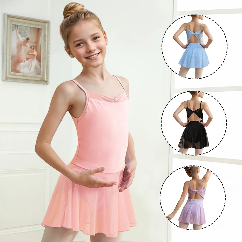 

Балетный трико для девочек, детское сетчатое балетное платье, детское танцевальное боди с бантом на спине для танцевального выступления