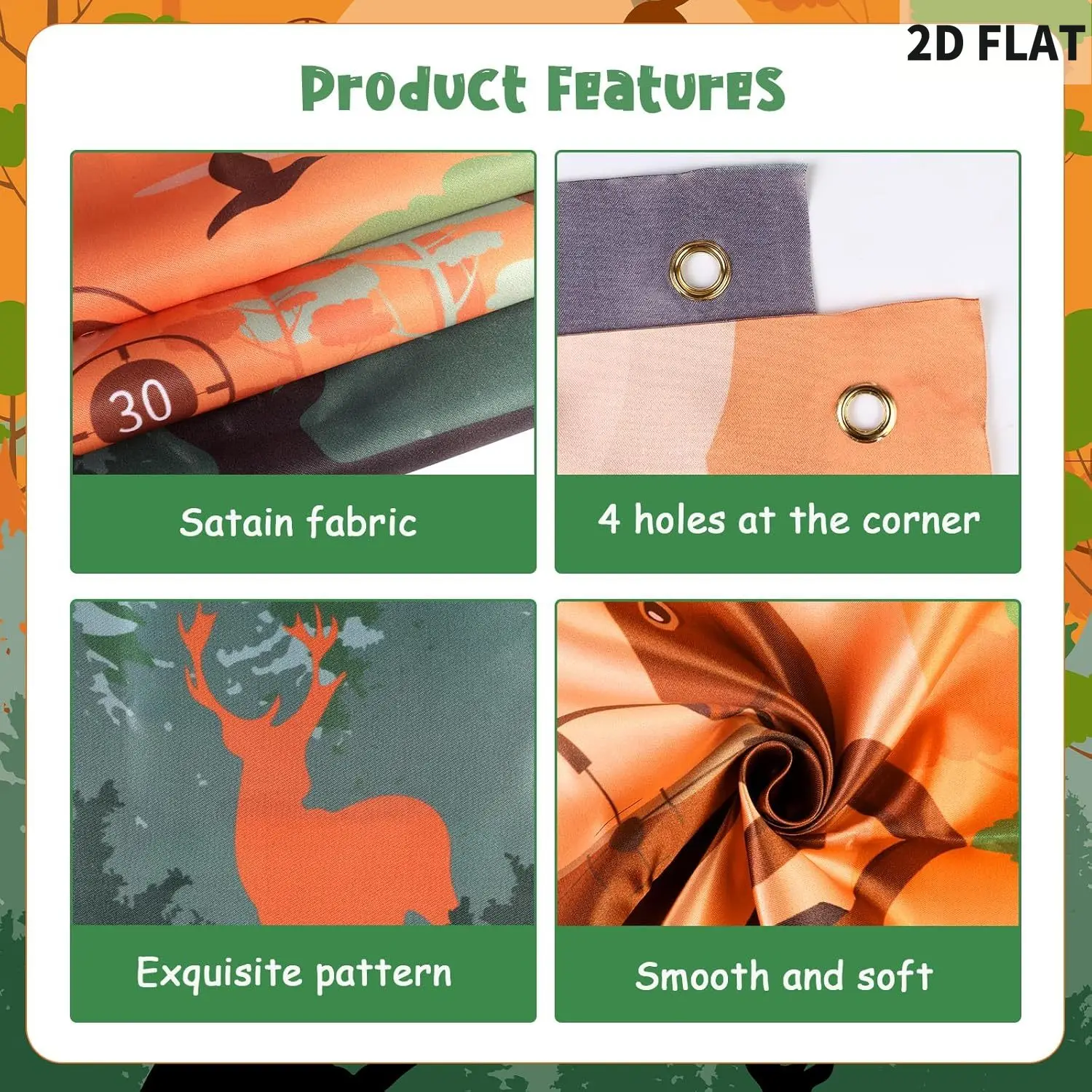 قطعة واحدة من لافتة ألعاب رمي الغزلان المسطحة ثنائية الأبعاد (لافتة فقط)، مع خلفية ألعاب رمي 4 فتحات، لألعاب الحفلات وديكور حفلات عيد الميلاد