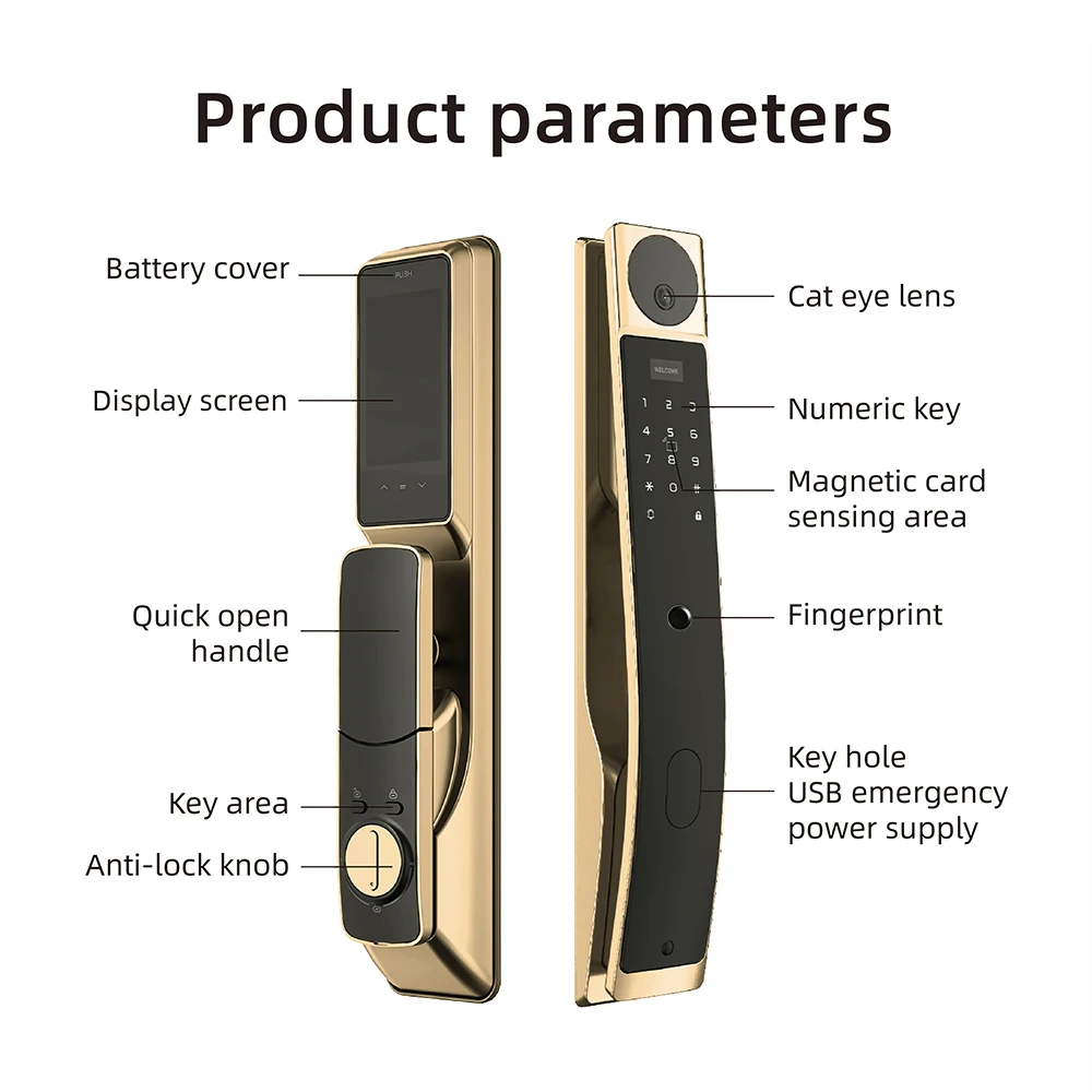 Taichen Automatic Fingerprint Lock Tuya Smart Lock 3D Face Recognition Digital Door Lock Remote Unlock With Doorbell