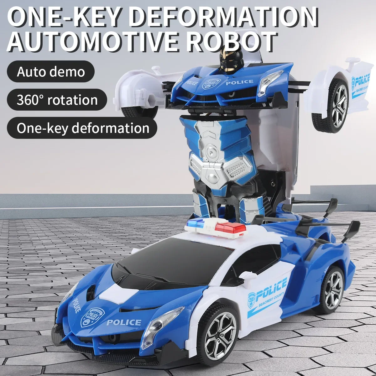 2-in-1 RC Transformierendes Roboterauto Spielzeug für Kinder Jungen, Mini-Fernbedienungs-Verformungs-Rennwagen mit Lichtern und Sound, STEM-Geschenk