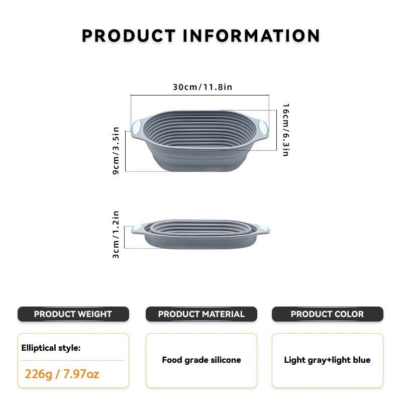 1PC Silicone Foldable Banneton Bread Proofing Basket - Sourdough Bread Baking Bowl Food Grade Kitchen Accessory - view 6