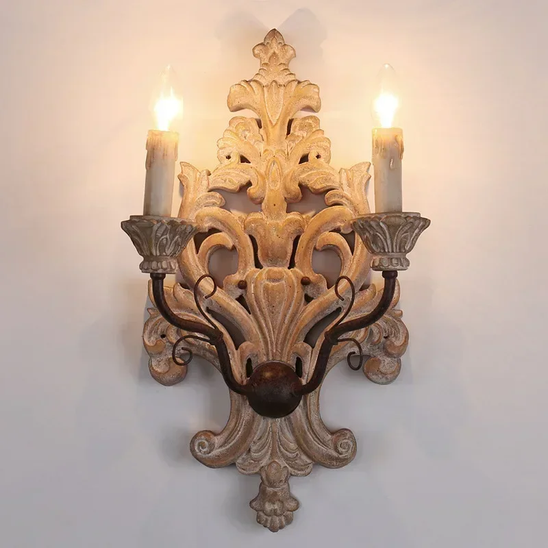 Big French Wall Lamp Retro Lights Vintage White Wall Sconce large Lighting For Living Room Bedroom Lobby foyer Church Farmhouse