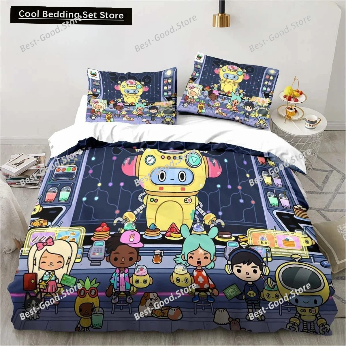 New 3D Cartoon Game Toca Life World Bedding Set Duvet Cover Bed Set Quilt Cover Pillowcase Comforter king Queen Size Boys Adult