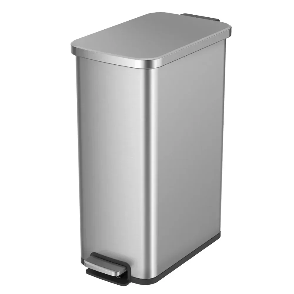 13.2 Gallon Slim Trash Can Stainless Steel Kitchen Step Trash Can Kitchen Garbage Cube Food Waste Recycle Bin Wastebasket Tools