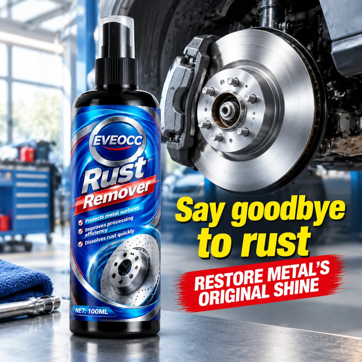 Metal Rust Remover Spray 100ml Quick Rust Dissolving Agent For Motorcycle Bike Chain Hardware