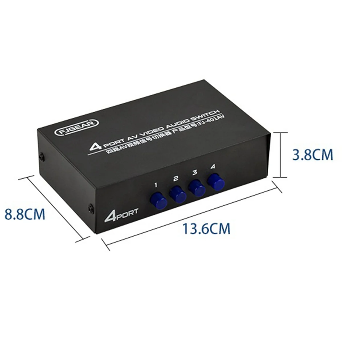 ABAN  AV Switcher 4 Into 1 Out Av Head Interface Audio and Video Switcher Multi-Function 4-Way AV Switcher