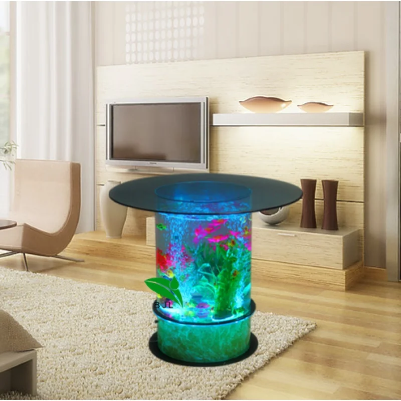 Custom, water bubble round lighting led bar table living room center table design