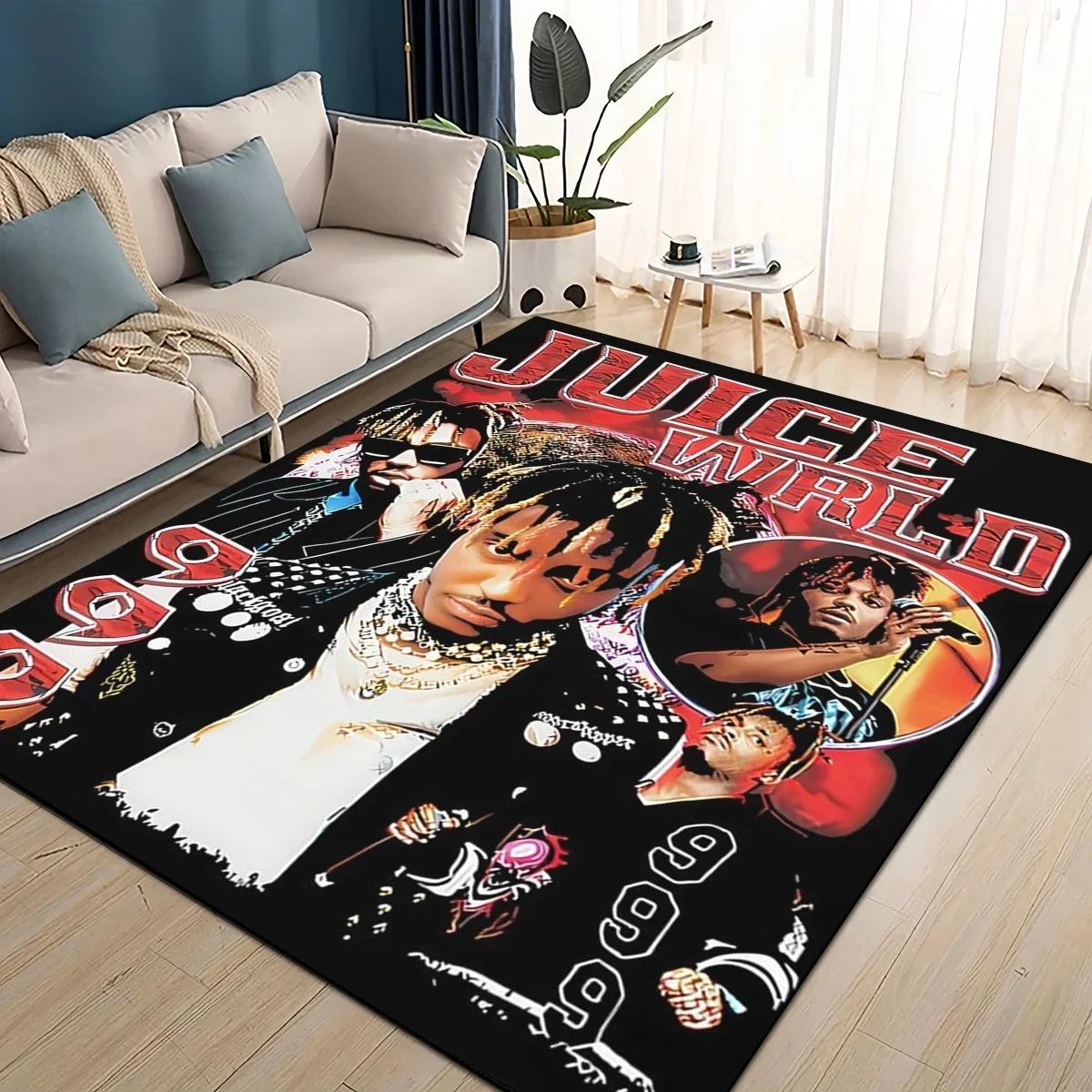 HD Juice WRLD 999 3D Legend Rapper Star Rug Carpet for Living Room Bedroom Home Decor,kids Play Non-slip for Sofa Doormat