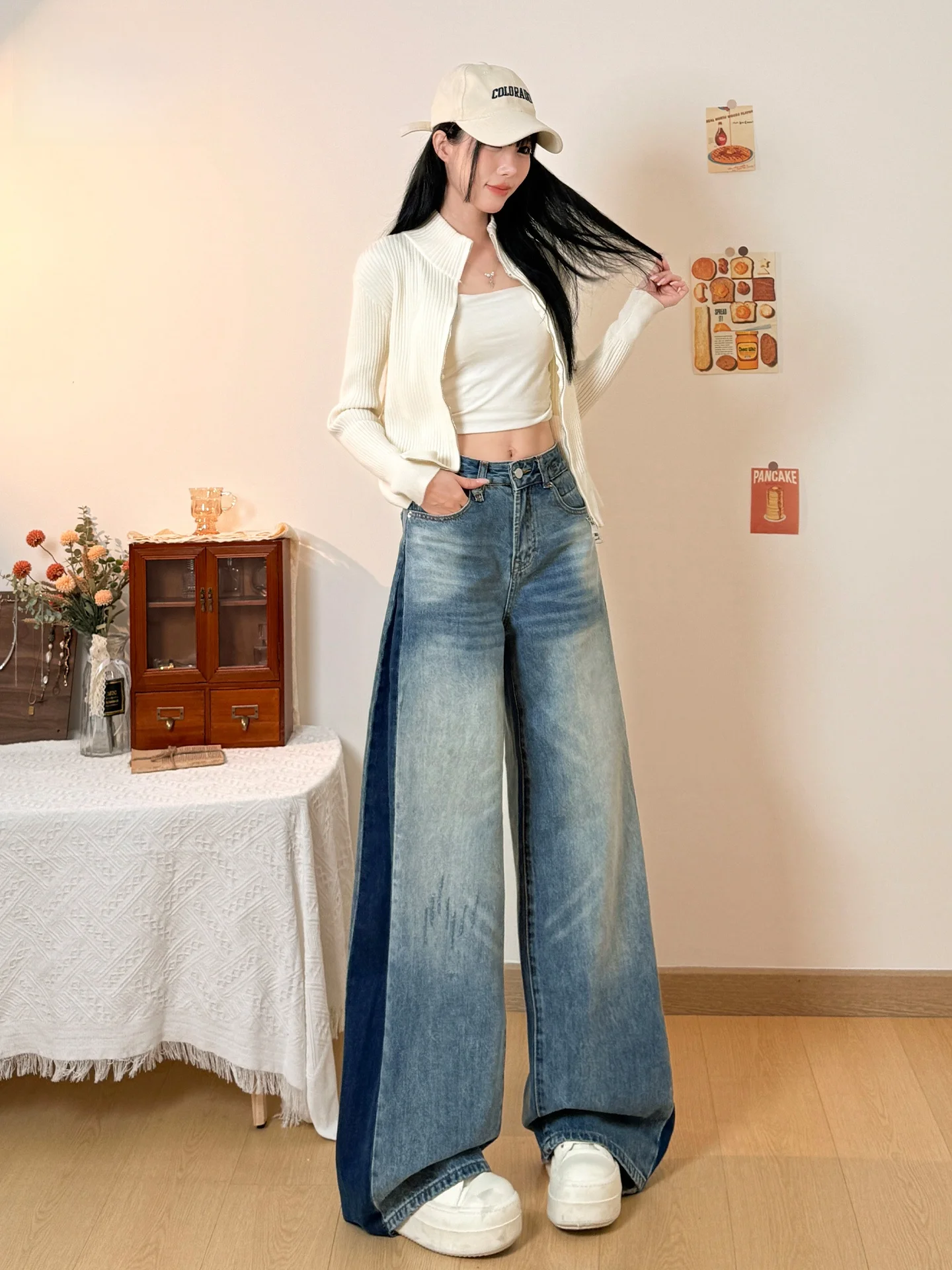 

American Retro High Waist Straight Leg Denim Jeans Women's Loose Slimming Wide Leg Pants Casual Spring Summer New Arrival