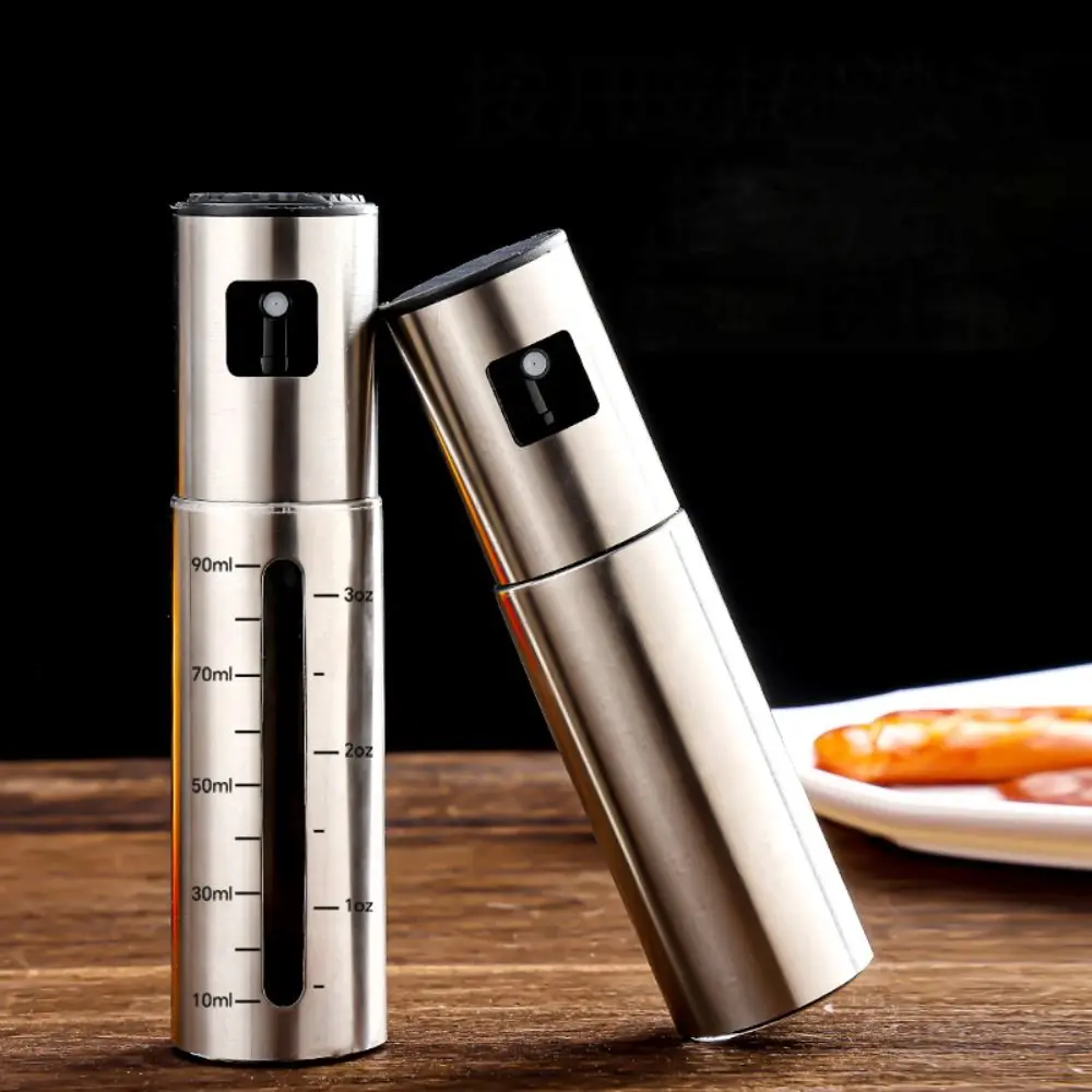 100ml Oil Spray Bottle Stainless Steel Multi-Purpose Olive Oil Sprayer Leak-Proof Adjustable Oil Control