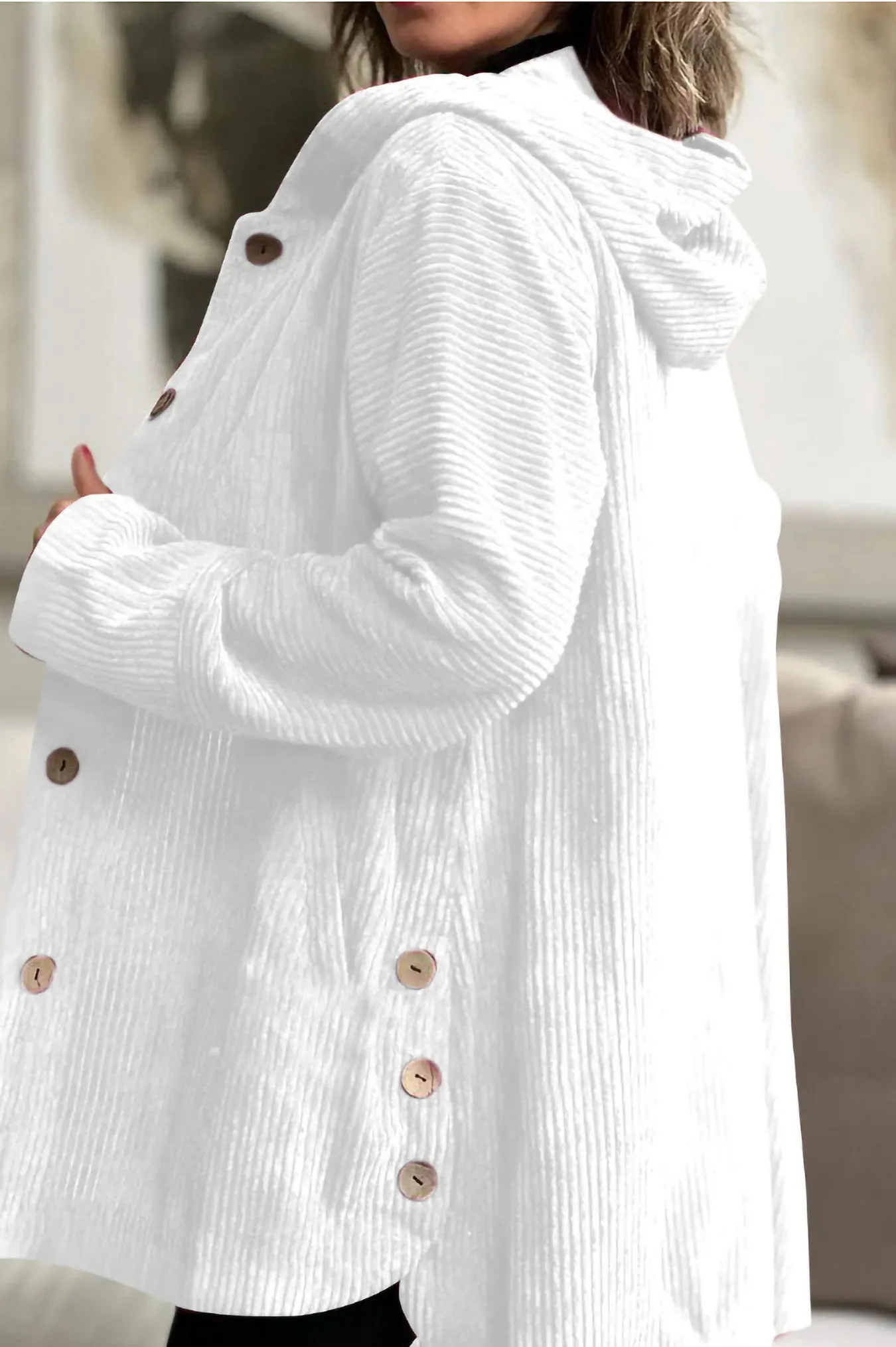 سترة سروال قصير نسائي لخريف وشتاء 2025 - معطف كاجوال كبير الحجم بغطاء للرأس، ملابس خارجية سميكة بنمط عتيق #5