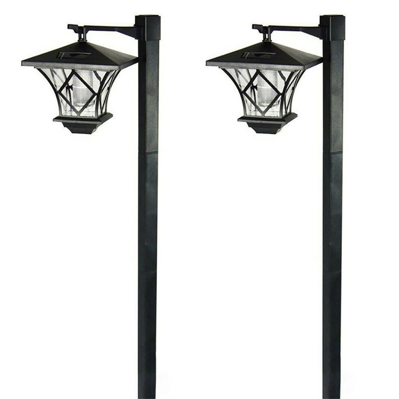 2X 1.5M LED Solar Powered Traditional Garden Lamp Post Lamppost Lantern Light Decor