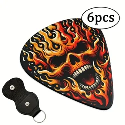 6 Pcs Original Sound Guitar Picks, Double-Sided Printed Ukulele Guitar Finger Shrapnel, Keychain Holster, Gift For Music Lovers