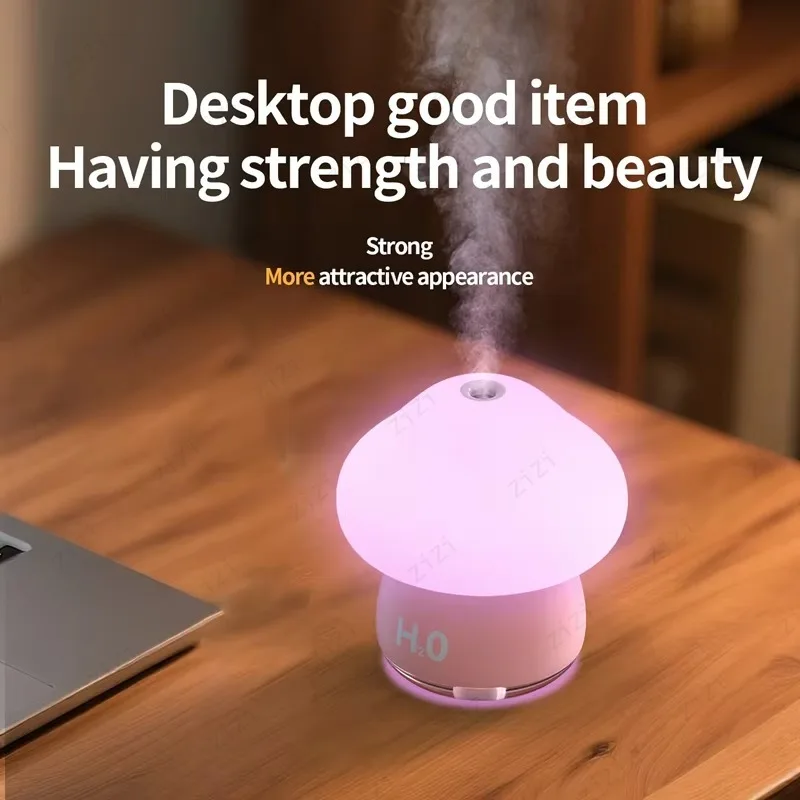 Mushroom Shaped Shooting Lamp Humidifier USB Charging Silent Desktop Humidifier Creative Ornament Small Night Light Humidifier