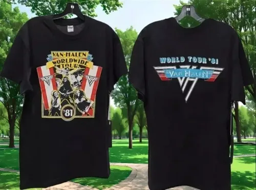 Camiseta unisex Summer VTG 80's Van Halen World Tour, camiseta unisex adecuada para ropa de calle, hip-hop, moda urbana