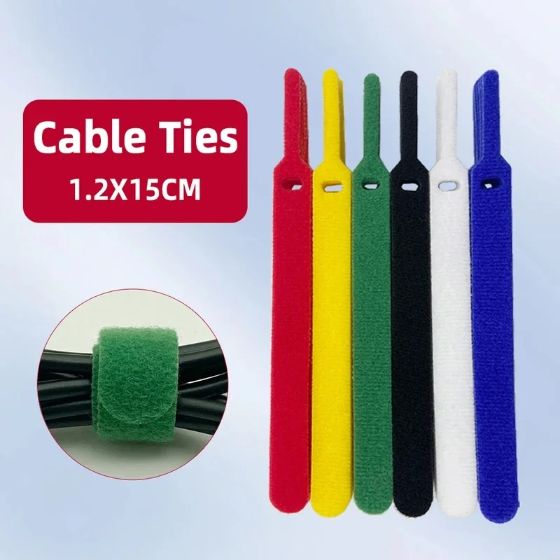 10-30pcs 1.2X15CM Adhesive Fastener Tape Reusable ties Hook and loop fastener Tape Nylon Cable Ties Strap wire