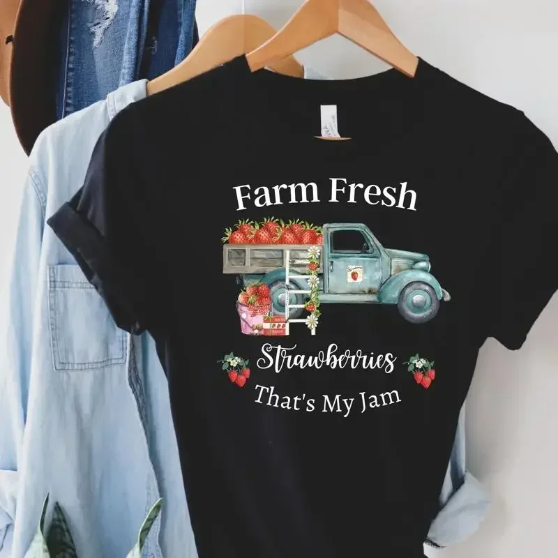 Bella Canvas Farm Fresh Strawberries T Shirt For Her Vintage S Women'S