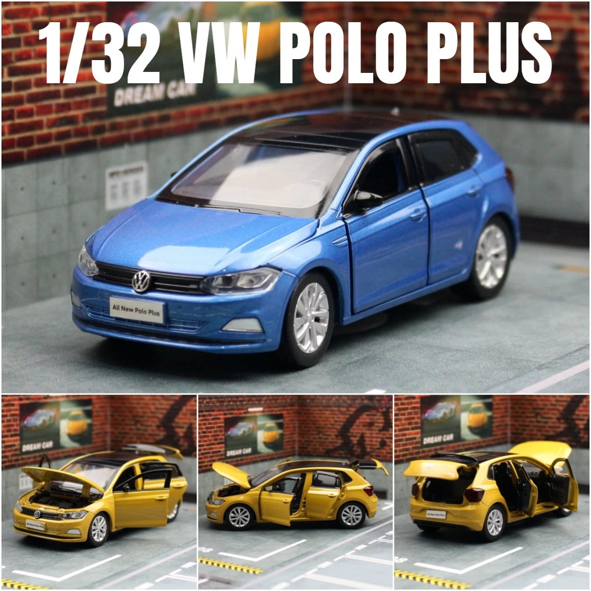 1/32 Volkswagen Polo Plus Sedan Toy Car Model Diecast Alloy Metal Miniature Sound & Light Collection Gift For Children Boys Kid