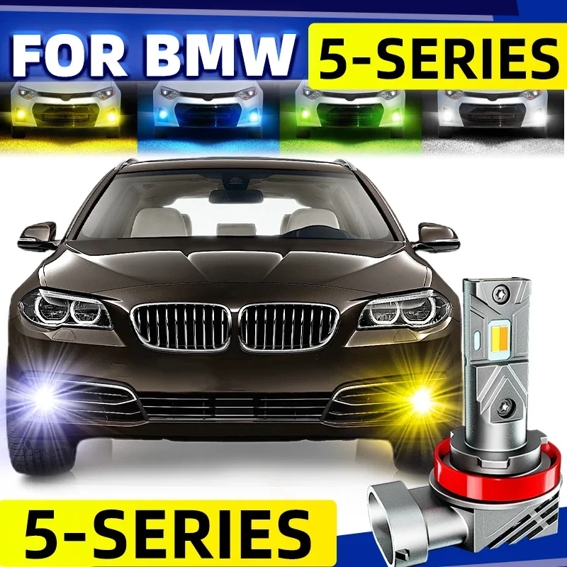 

2pcs Car LED Front Fog Lights Bulbs Dual Colors Switchback White Yellow For BMW 5 Series E60 E61 F07 F10 F11 Touring 12v 07-16