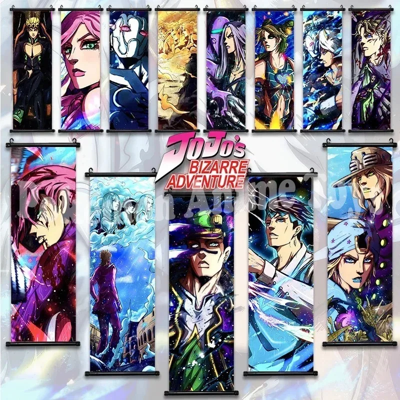 JOJO-Póster de desplazamiento de figuras de aventura Bizarre, pintura en lienzo de animación de Anime Vintage, decoración artística de pared, decoración Kawaii, regalo para niños