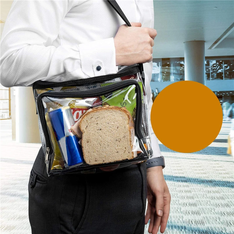 

PVC Clear Lunch Bag Adjustable Strap Front Storage Compartment Mesh Pocket Wilderness Lunch Bag Portable Waterproof