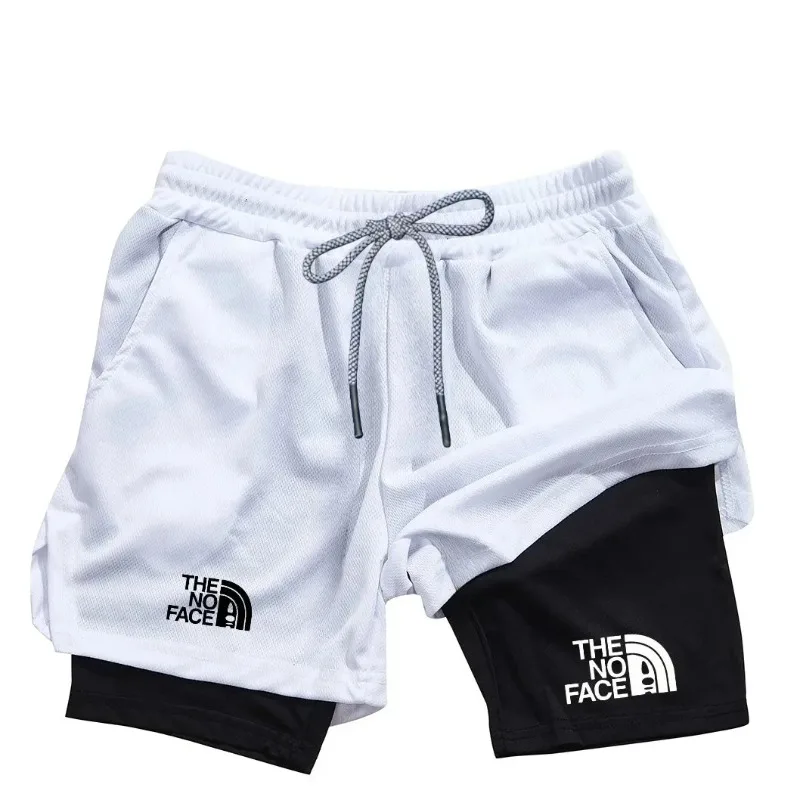 

Мужские спортивные шорты с принтом, два в одном, с карманом для телефона, быстросохнущие, для спортзала, занятий спортом и бега.