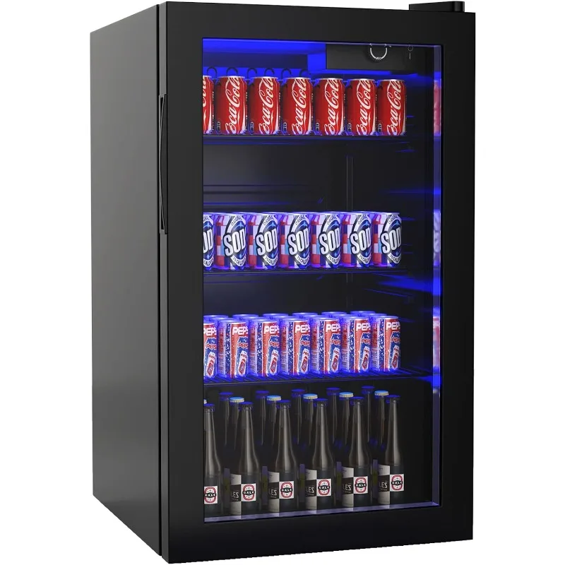 

Мини-холодильник ARLIME, охладитель для напитков, 120 банок, холодильник для напитков со стеклянной дверью, съемные полки для газированного пива, вина