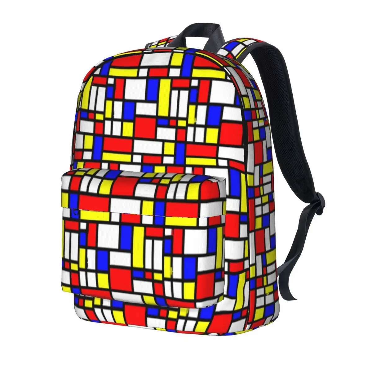 Geomatric Patchwork Print Backpack Youth Color Block Lightweight Backpacks Casual High School Bags Travel Custom Rucksack