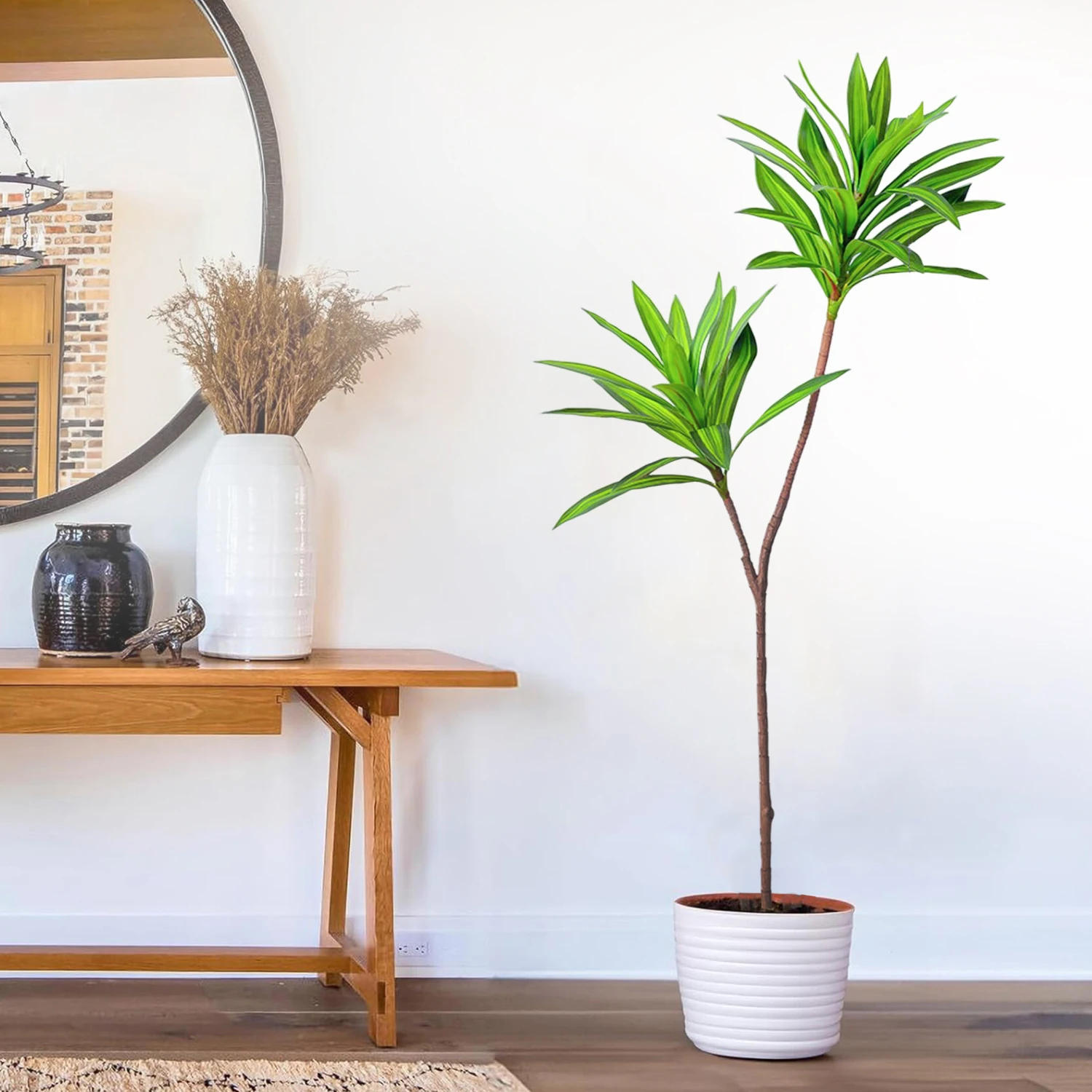 66-98cm Artificial Palm Tree Plastic Bamboo Branch Tropical Potted Plants Fake Grass For Home Desktop Plant Wall Decoration
