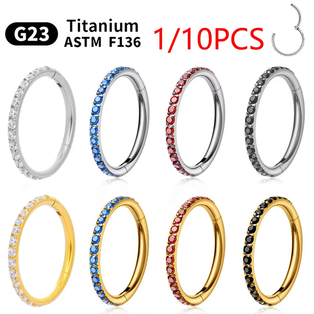 1/10PCS G23 Titanium ASTM F136 Pierced Set Hoop Nose Ring Earring Wome Jewelry Nasal Septum Cartilage Hinge Pitch Nose Ring Lip