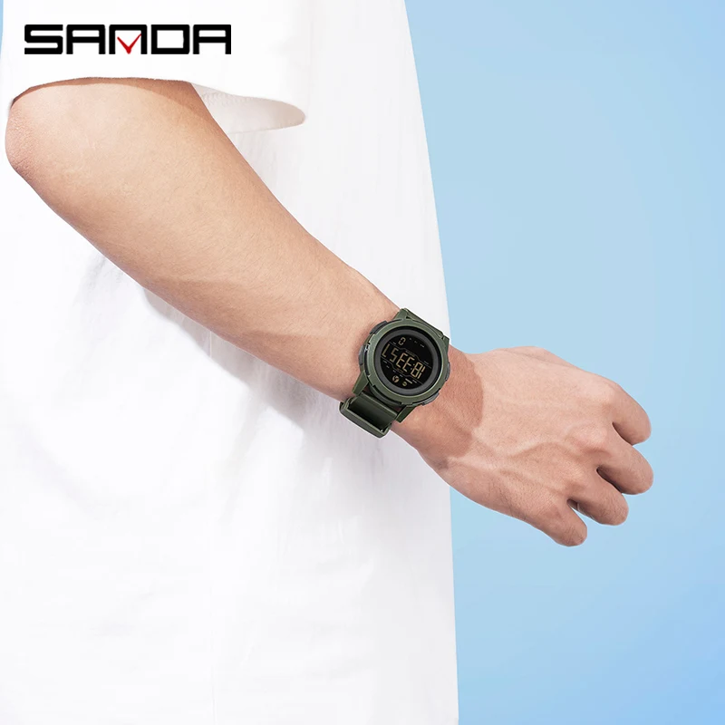 SANDA Top Brand Men Watches Sports Pedometer Calories 50M Waterproof LED Digital Watch Military Wristwatch Relogio Masculino