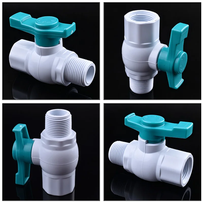 White 1/2 Inch~2 Inch Female Male Thread Ball Valve Garden Irrigation Water Control Valve Aquarium Fish Tank PVC Pipe Ball Valve
