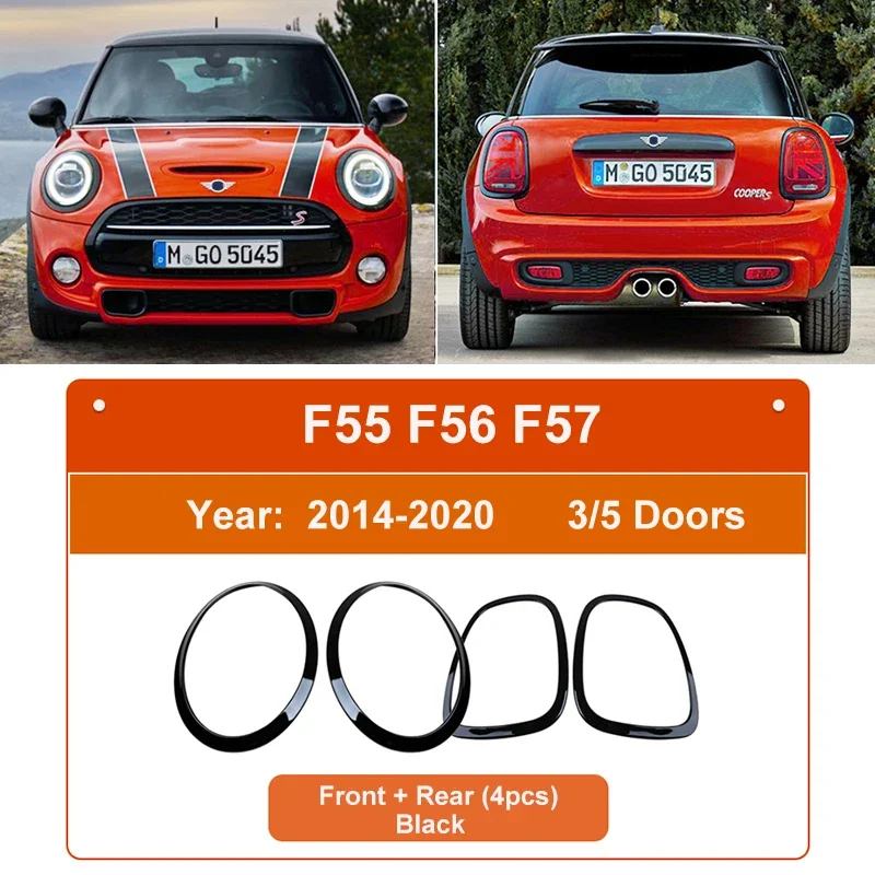

Car Front Headlight Frame Tail Light Rear Lamp Ring Cover Case For Mini Cooper S JCW F55 F56 F57 Decoration Stickers Accessories