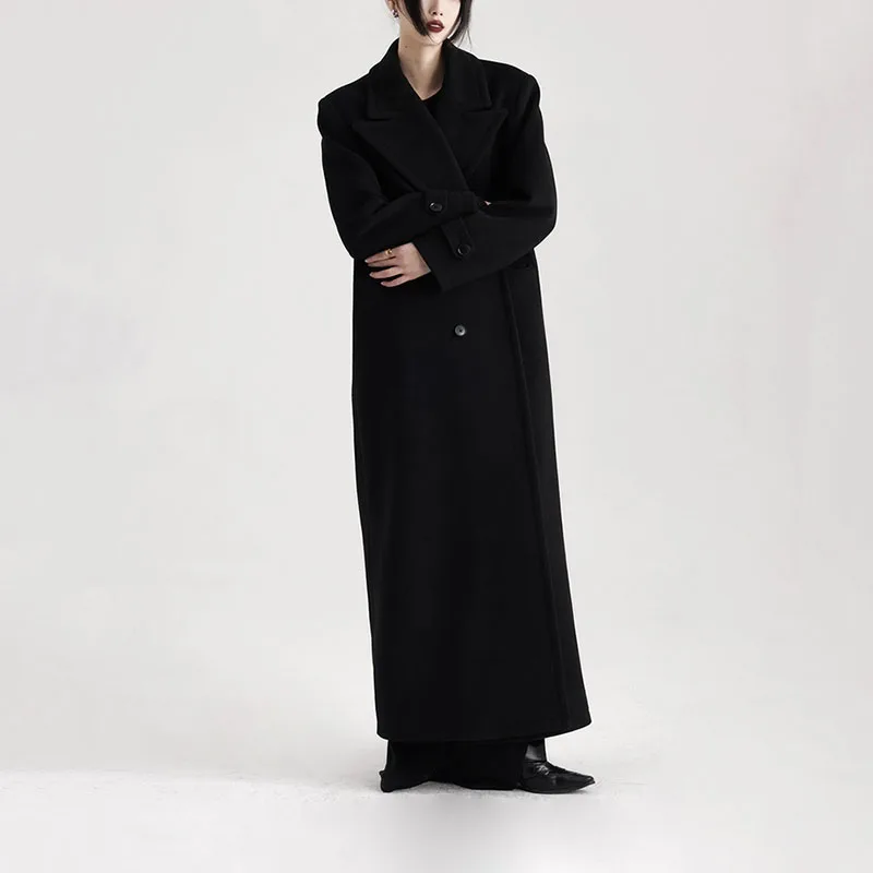 Autumn Winter Women's Woolen Coat 2026 New Style Black High-Quality Loose Thickened Overcoat Casual Women's Woolen Coat H645