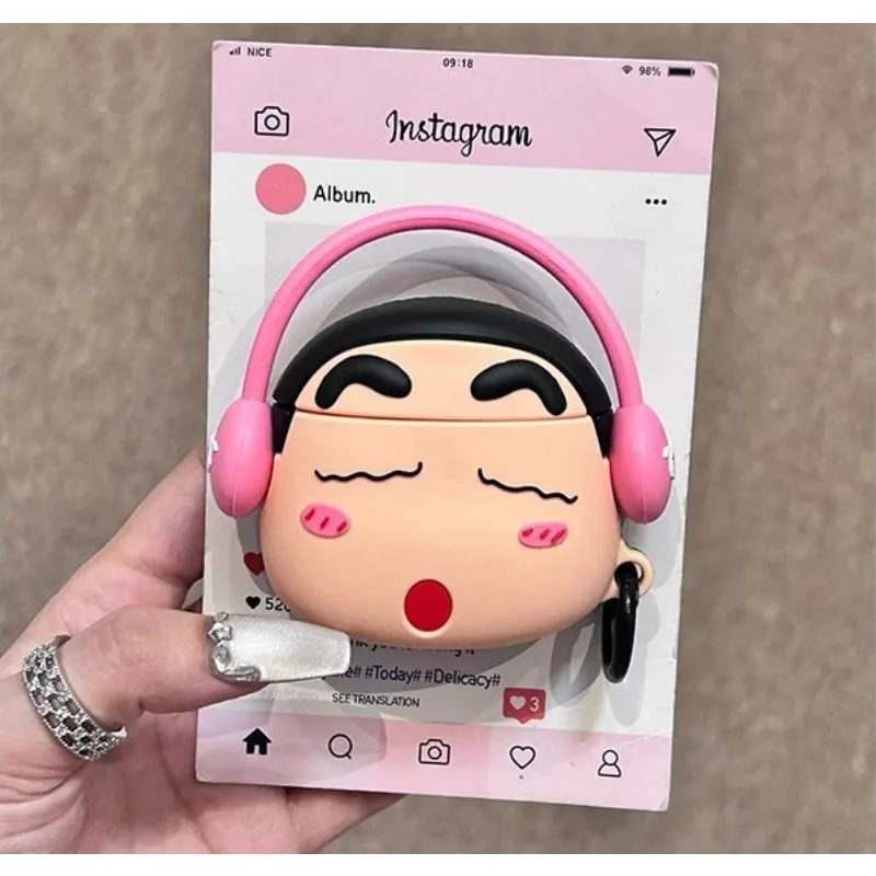 تلوين شينشان AirPods جراب هاتف 1 2 3 Airpod Pro ثلاثية الأبعاد المفاتيح أنيمي شخصية Wireles بلوتوث سماعة الغطاء الواقي هدية