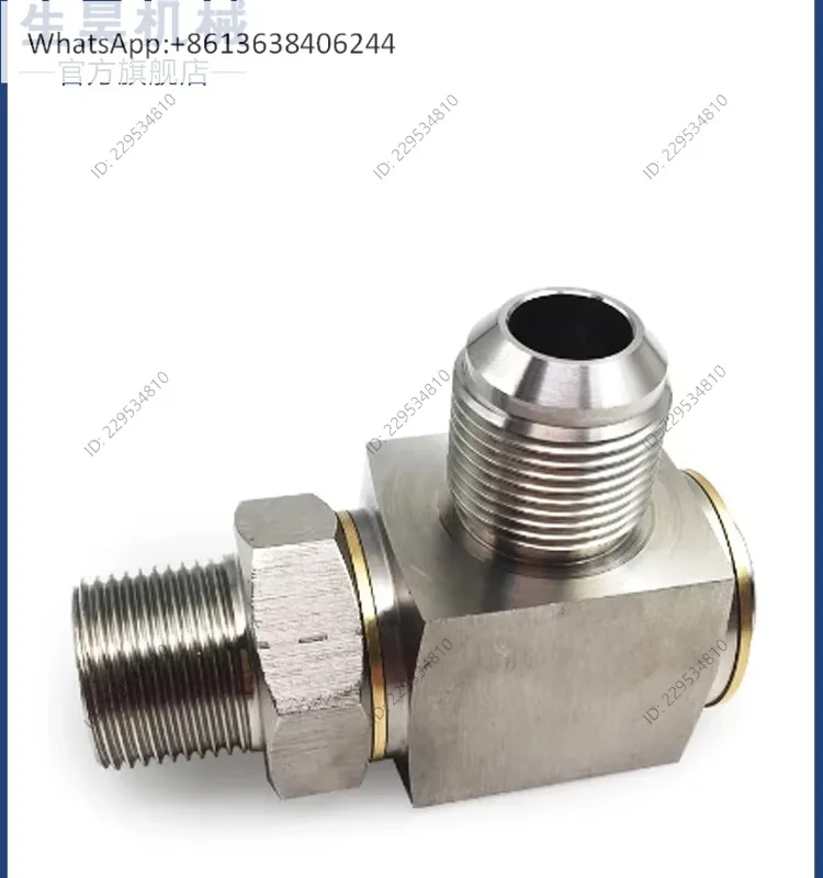 High Pressure Hydraulic Reel Double External Thread Rotary Joint Stainless Steel Right Angle Rotary Joint