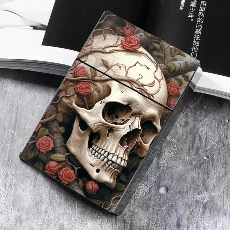 Personality Skull Head Color Printed Cigarette Case Halloween Horror Style Cigarette box 20 Coarse Cigarettes Gadget For Man