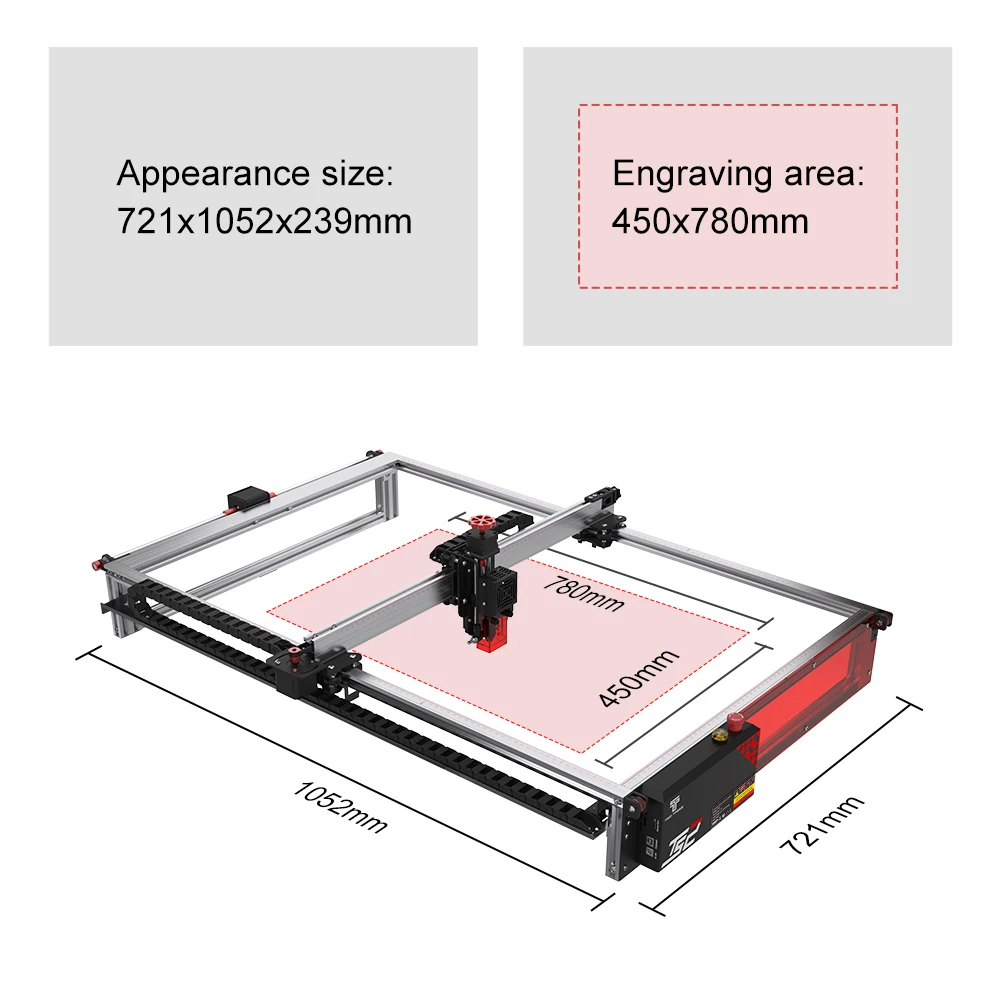 Twotress TS2 Laser Engraver Area Expansion Kit 450x780mm CNC Laser Engraving Machine Upgrade DIY Aluminum Profile Frame