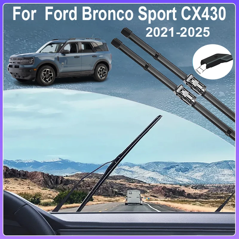 

For Ford Bronco Sport CX430 2024 Accessories Parts 2021~2025 Rubber Window Windshield Windscreen Wipers Brushe Car Wipers Blades