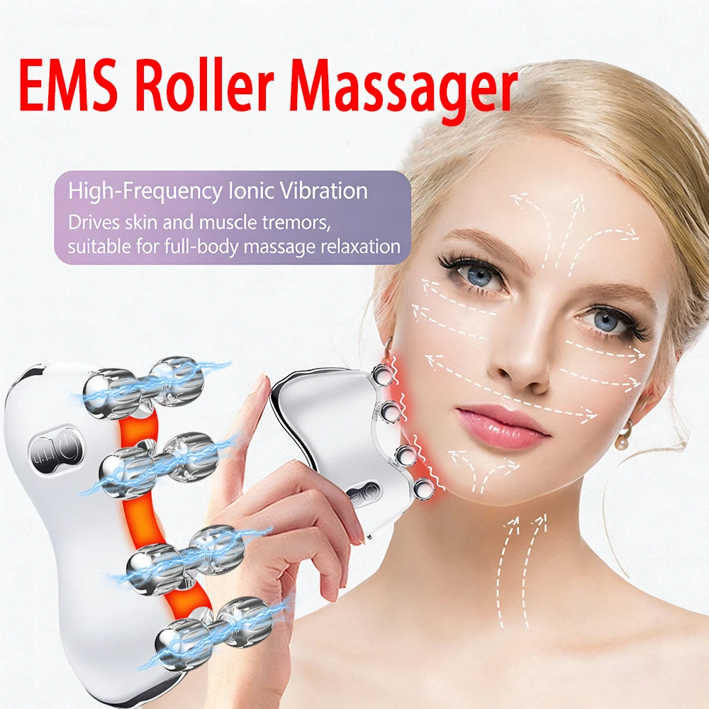 ثلاثية الأبعاد الأسطوانة مدلك EMS الفوتون تجديد مكركرنت الاهتزاز تدليك الوجه سبا رفع شركة المضادة للتجاعيد جهاز تجميل الوجه